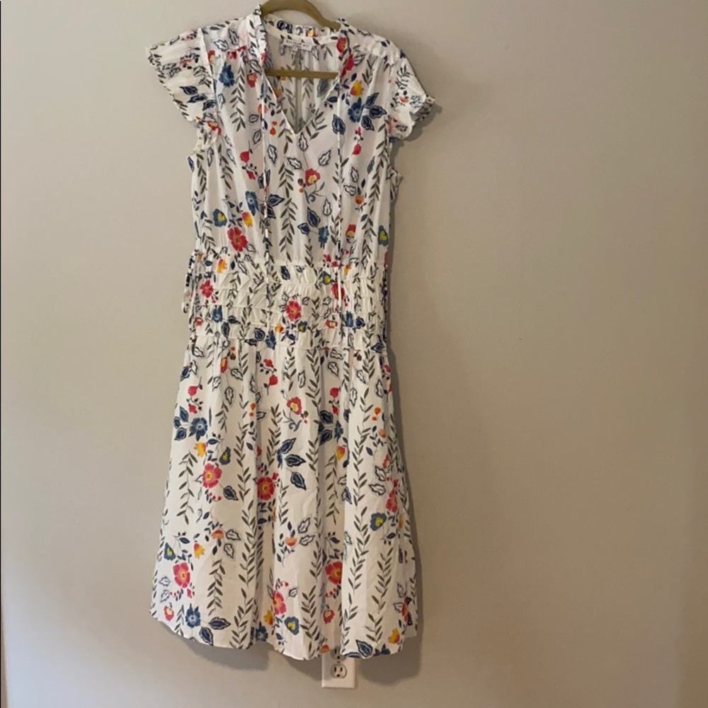 floral midi dress with cinched waist
